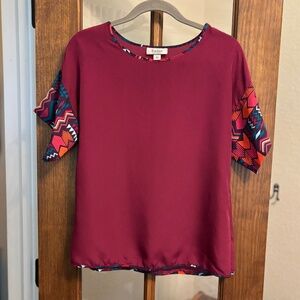 Tucker For Target Burgundy Tribal Print Top, Size M